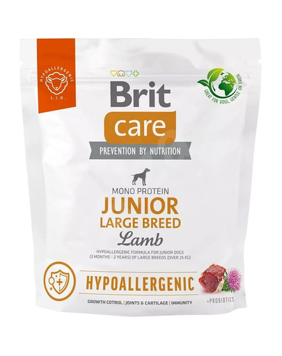 BRIT Care Hypoallergenic Junior Large Breed 1 kg Hrana uscata catei de talie mare, cu miel si orez BRIT Care Hypoallergenic Junior Large Breed 1 kg Hrana uscata catei de talie mare, cu miel si orez