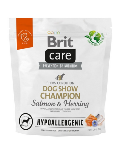 BRIT Care Hypoallergenic Dog Show Champion 1 kg Hrana caini de expozitie, cu somon si hering BRIT Care Hypoallergenic Dog Show Champion 1 kg Hrana caini de expozitie, cu somon si hering