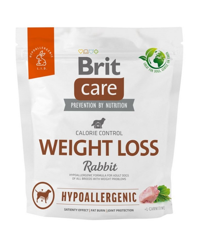 BRIT Care Hypoallergenic Weight Loss 1 kg Hrana uscata caini supraponderabili, cu iepure si orez BRIT Care Hypoallergenic Weight Loss 1 kg Hrana uscata caini supraponderabili, cu iepure si orez