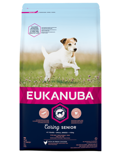 EUKANUBA Caring Senior Small Breed hrana uscata caini seniori talie mica, bogat in pui 3kg EUKANUBA Caring Senior Small Breed hrana uscata caini seniori talie mica, bogat in pui 3kg