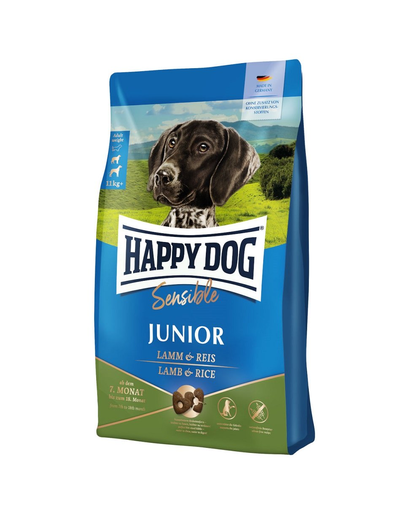 HAPPY DOG Sensible Junior Hrana caini juniori, cu miel si orez 4kg HAPPY DOG Sensible Junior Hrana caini juniori, cu miel si orez 4kg