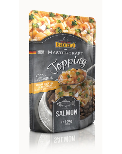 BELCANDO Mastercraft Topping Hrana umeda pentru caini adulti, cu somon si broccoli 100 gr BELCANDO Mastercraft Topping Hrana umeda pentru caini adulti, cu somon si broccoli 100 gr