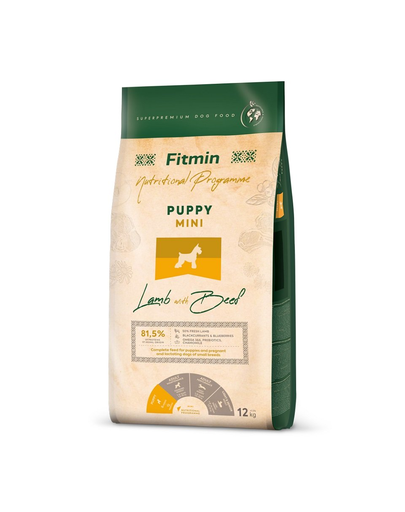 FITMIN Dog Mini Puppy Lamb&Beef 12 kg Sac hrana catei talie mica, cu miel si vita FITMIN Dog Mini Puppy Lamb&Beef 12 kg Sac hrana catei talie mica, cu miel si vita