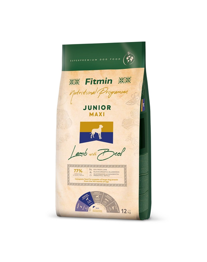 FITMIN Dog Nutritional Programme Maxi Junior Lamb&Beef 12 kg Hrana uscata cani talie mare FITMIN Dog Nutritional Programme Maxi Junior Lamb&Beef 12 kg Hrana uscata cani talie mare