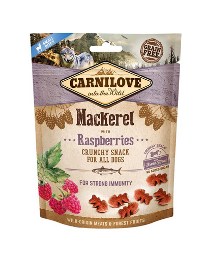CARNILOVE Recompense delicatese pentru caini cu macrou si zmeura 200 g CARNILOVE Recompense delicatese pentru caini cu macrou si zmeura 200 g