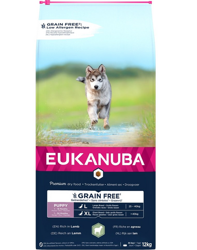 EUKANUBA Grain Free L Puppy 12 kg Sac hrana uscata pentru catei talie mare, cu miel EUKANUBA Grain Free L Puppy 12 kg Sac hrana uscata pentru catei talie mare, cu miel