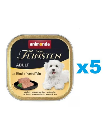 ANIMONDA Vom Feinsten Menue Hrana umeda cu vita si cartofi pentru caini adulti 5 x 150 g ANIMONDA Vom Feinsten Menue Hrana umeda cu vita si cartofi pentru caini adulti 5 x 150 g