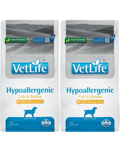 FARMINA Vet Life Hypoallergenic Fish & Potato 2 x 2 kg hrana caini cu alergii FARMINA Vet Life Hypoallergenic Fish & Potato 2 x 2 kg hrana caini cu alergii