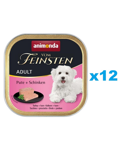ANIMONDA Vom Feinsten Adult Turkey&Ham 12x150 g curcan si sunca, pate pentru caini adulti ANIMONDA Vom Feinsten Adult Turkey&Ham 12x150 g curcan si sunca, pate pentru caini adulti
