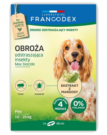 FRANCODEX Zgarda protectie anti-purici si insecte pentru caini de talie medie (între 10-20 kg) - 4 luni de protectie 60 cm FRANCODEX Zgarda protectie anti-purici si insecte pentru caini de talie medie (între 10-20 kg) - 4 luni de protectie 60 cm
