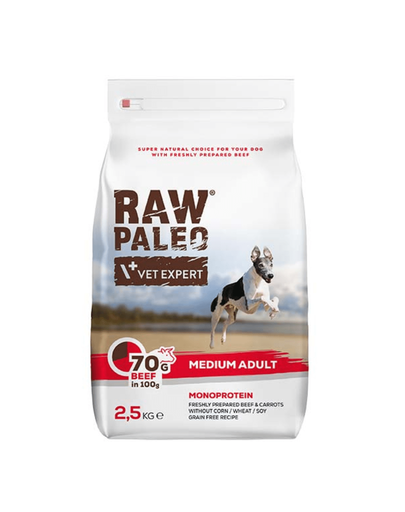 VETEXPERT Raw Paleo Beef Adult Medium 2,5 kg caini adulti talie medie VETEXPERT Raw Paleo Beef Adult Medium 2,5 kg caini adulti talie medie