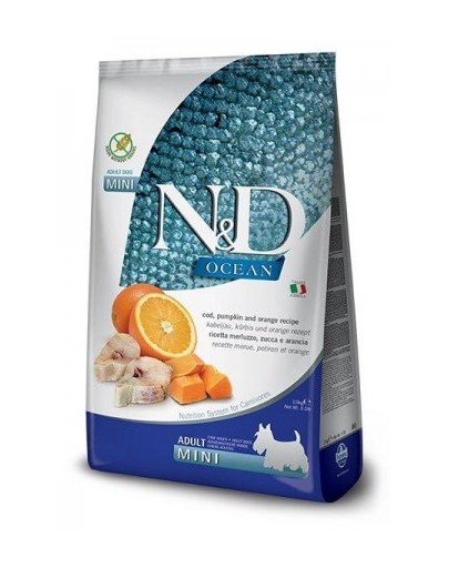 FARMINA N&D Ocean Dog Adult codfish, pumpkin, orange mini 14 kg (2 x 7 kg) hrana caini adulti talie mica, cod, dovleac si portocale FARMINA N&D Ocean Dog Adult codfish, pumpkin, orange mini 14 kg (2 x 7 kg) hrana caini adulti talie mica, cod, dovleac si portocale
