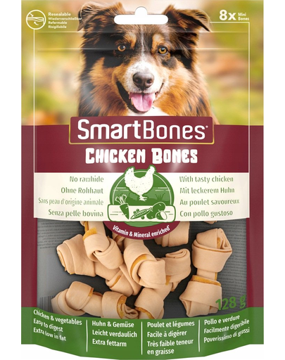 SmartBones Recompense pentru caini, cu pui si legume, mini, 8 buc. SmartBones Recompense pentru caini, cu pui si legume, mini, 8 buc.