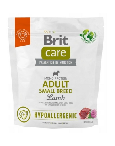 BRIT CARE Hypoallergenic Adult Small Breed Lamb 1kg hrana caini adulti de rasa mica, cu miel BRIT CARE Hypoallergenic Adult Small Breed Lamb 1kg hrana caini adulti de rasa mica, cu miel