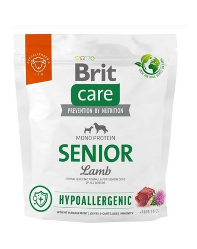 BRIT CARE Hypoallergenic Senior Lamb 1kg hrana caini seniori, cu miel BRIT CARE Hypoallergenic Senior Lamb 1kg hrana caini seniori, cu miel