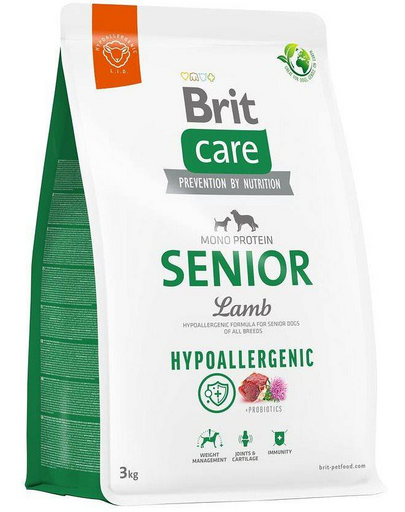 BRIT CARE Hypoallergenic Senior Lamb 3kg hrana cu miel, caini seniori BRIT CARE Hypoallergenic Senior Lamb 3kg hrana cu miel, caini seniori