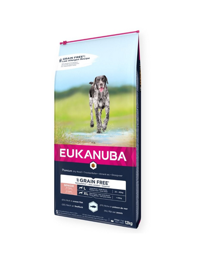EUKANUBA Grain Free Senior Large ocean fish 12 kg hrana caini seniori talie mare, bogat in peste oceanic EUKANUBA Grain Free Senior Large ocean fish 12 kg hrana caini seniori talie mare, bogat in peste oceanic