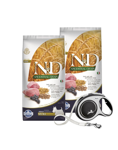 FARMINA N&D Ancestral Grain lamb & blueberry Adult Mini dog 2 x 7 kg hrana caini talie mica + FLEXI New Comfort L Tape 8 m GRATIS FARMINA N&D Ancestral Grain lamb & blueberry Adult Mini dog 2 x 7 kg hrana caini talie mica + FLEXI New Comfort L Tape 8 m GRATIS