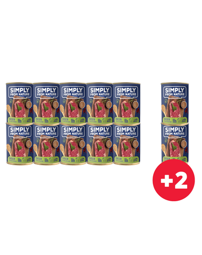 SIMPLY FROM NATURE pachet conserve hrana caini, vanat si hrisca 10 x 400 g + 2 conserve GRATIS SIMPLY FROM NATURE pachet conserve hrana caini, vanat si hrisca 10 x 400 g + 2 conserve GRATIS