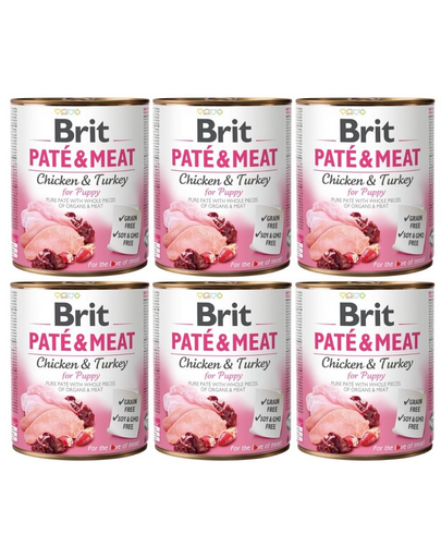 BRIT Pate&Meat puppy 6 x 800 g Hrana umeda pentru catei, pateu cu pasare BRIT Pate&Meat puppy 6 x 800 g Hrana umeda pentru catei, pateu cu pasare