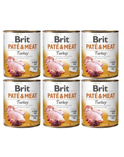 BRIT Pate&Meat turkey 6 x 800 g Conserva pateu pentru caini, cu curcan BRIT Pate&Meat turkey 6 x 800 g Conserva pateu pentru caini, cu curcan