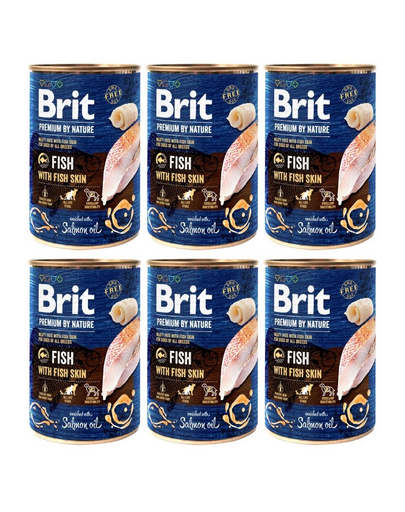 BRIT Premium by Nature Fish&Fish Skin 6x400 g set hrana caine, peste si piele de peste BRIT Premium by Nature Fish&Fish Skin 6x400 g set hrana caine, peste si piele de peste