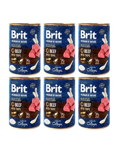 BRIT Premium by Nature Beef and tripes 6x400 g vita si maruntaie, hrana umeda caini BRIT Premium by Nature Beef and tripes 6x400 g vita si maruntaie, hrana umeda caini