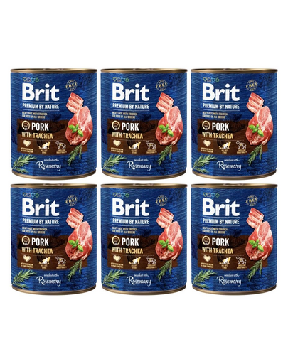 BRIT Premium by Nature Pork with Trachea 6x800 g porc si esofag, hrana umeda caine BRIT Premium by Nature Pork with Trachea 6x800 g porc si esofag, hrana umeda caine