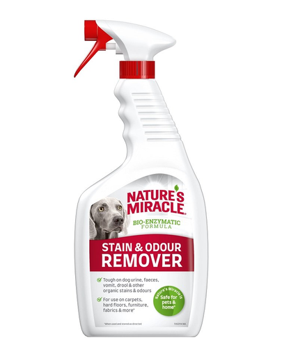 NATURE'S MIRACLE Stain&Odour Remover Dog Spray indepartare pete si miros caine 709 ml NATURE'S MIRACLE Stain&Odour Remover Dog Spray indepartare pete si miros caine 709 ml