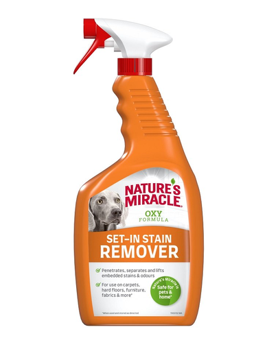 NATURE'S MIRACLE SET-IN OXY Stain&Odour Remover Dog Spray impotriva petelor si mirosurilor, caini 709 ml NATURE'S MIRACLE SET-IN OXY Stain&Odour Remover Dog Spray impotriva petelor si mirosurilor, caini 709 ml