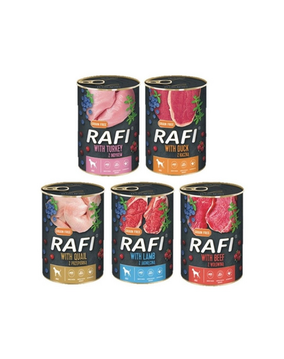DOLINA NOTECI RAFI Conserve pentru caini, mix sortimente 400 g x 60 DOLINA NOTECI RAFI Conserve pentru caini, mix sortimente 400 g x 60