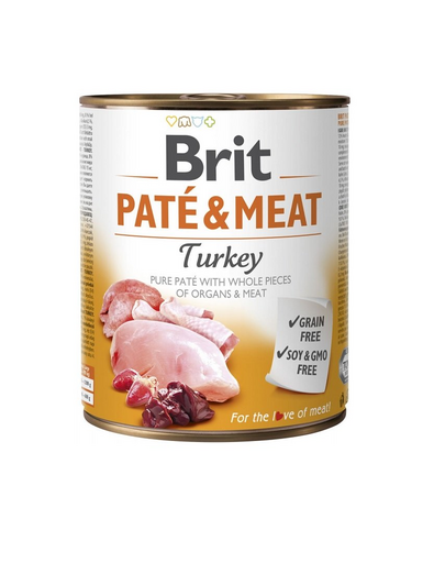 BRIT Pate&Meat turkey 800 g Conserva pateu pentru caini, cu curcan BRIT Pate&Meat turkey 800 g Conserva pateu pentru caini, cu curcan