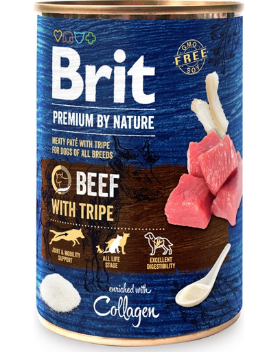 BRIT Premium by Nature Beef and tripes 400 g Conserva hrana umeda caini, cu vita si maruntaie BRIT Premium by Nature Beef and tripes 400 g Conserva hrana umeda caini, cu vita si maruntaie