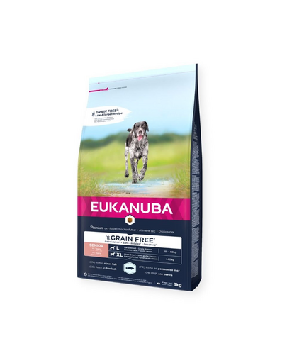 EUKANUBA Grain Free Senior Large Ocean Fish 3 kg bogat in peste oceanic, hrana caini senior rasa mare EUKANUBA Grain Free Senior Large Ocean Fish 3 kg bogat in peste oceanic, hrana caini senior rasa mare