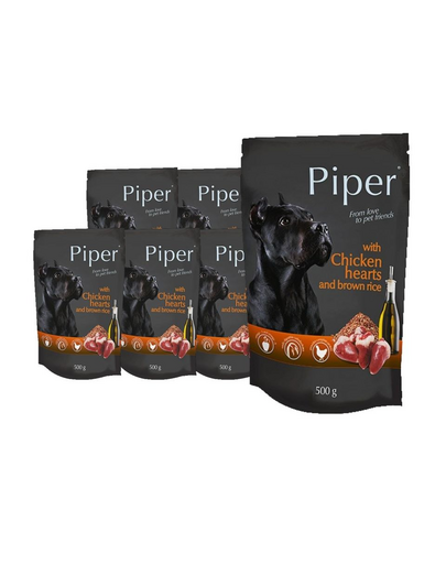 DOLINA NOTECI PIPER Mancare umeda pentru caini, cu inimi de pui si orez 10x500 g DOLINA NOTECI PIPER Mancare umeda pentru caini, cu inimi de pui si orez 10x500 g