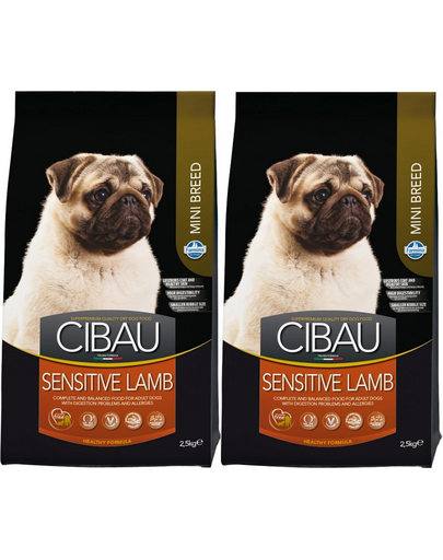 FARMINA Cibau Sensitive Lamb MINI hrana caini rasa mica cu sistem digestiv sensibil, miel 2 x 2,5 kg FARMINA Cibau Sensitive Lamb MINI hrana caini rasa mica cu sistem digestiv sensibil, miel 2 x 2,5 kg