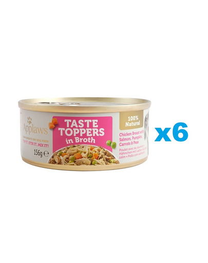 APPLAWS Taste Toppers Mancare umeda pentru caini, cu piept de pui, somon, dovleac in sos 6x156 g APPLAWS Taste Toppers Mancare umeda pentru caini, cu piept de pui, somon, dovleac in sos 6x156 g