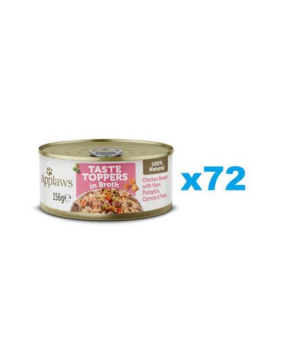 APPLAWS Taste Toppers Set de conserve pentru caini, cu piept de pui, sunca si dovleac in sos 72x156 g APPLAWS Taste Toppers Set de conserve pentru caini, cu piept de pui, sunca si dovleac in sos 72x156 g