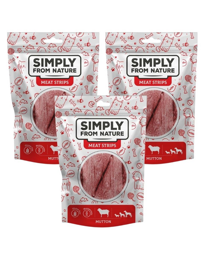 SIMPLY FROM NATURE Meat Strips fasii carne oaie pentru caini 3x80 g SIMPLY FROM NATURE Meat Strips fasii carne oaie pentru caini 3x80 g