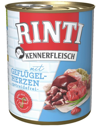 RINTI Kennerfleisch Poultry hearts 6x400 g hrana umeda caini, inimi de pasare RINTI Kennerfleisch Poultry hearts 6x400 g hrana umeda caini, inimi de pasare