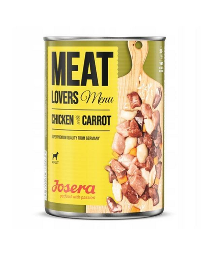 JOSERA Meatlovers menu Hrana umeda pentru caini, cu pui si morcov 800g JOSERA Meatlovers menu Hrana umeda pentru caini, cu pui si morcov 800g