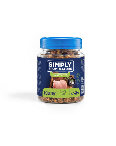 SIMPLY FROM NATURE Smart Bites Cuburi pentru dresaj caini, cu pasare 130 g SIMPLY FROM NATURE Smart Bites Cuburi pentru dresaj caini, cu pasare 130 g