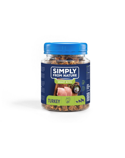 SIMPLY FROM NATURE Smart Bites Recompense pentru caini 3x130 g din curcan SIMPLY FROM NATURE Smart Bites Recompense pentru caini 3x130 g din curcan