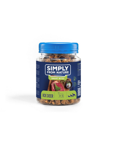 SIMPLY FROM NATURE Smart Bites Snack dresaj caini, din caprioara 130 g SIMPLY FROM NATURE Smart Bites Snack dresaj caini, din caprioara 130 g