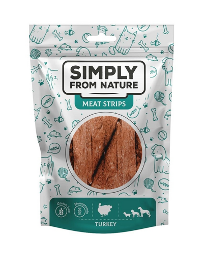 SIMPLY FROM NATURE Meat Strips Fasii carne curcan pentru caini 3x80 g SIMPLY FROM NATURE Meat Strips Fasii carne curcan pentru caini 3x80 g