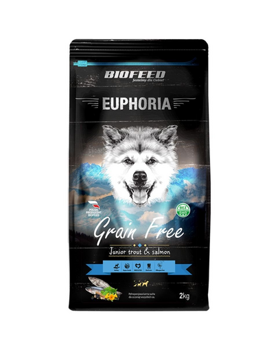 BIOFEED EUPHORIA Gluten Free Pastrav & Somon hrana monoproteica caini tineri de rasa medie si mare 2 kg BIOFEED EUPHORIA Gluten Free Pastrav & Somon hrana monoproteica caini tineri de rasa medie si mare 2 kg