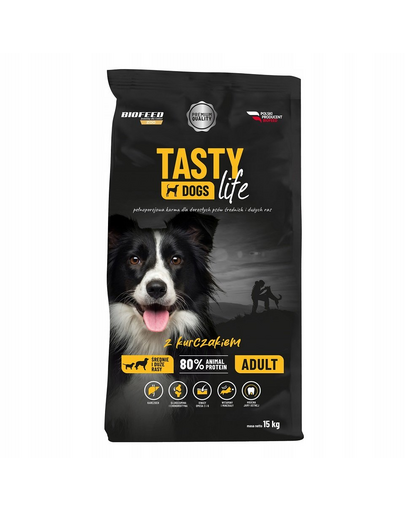 BIOFEED TASTY LIFE Premium cu pui pentru caini de rasa medie si mare 15 kg BIOFEED TASTY LIFE Premium cu pui pentru caini de rasa medie si mare 15 kg