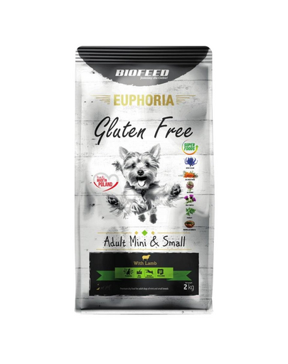 BIOFEED EUPHORIA Gluten Free hrana cu miel pentru catei rasa mica si mini 2 kg BIOFEED EUPHORIA Gluten Free hrana cu miel pentru catei rasa mica si mini 2 kg