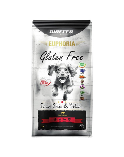 BIOFEED EUPHORIA Gluten Free Sac hrana fara gluten, catel talie mica si medie, cu vita 12 kg BIOFEED EUPHORIA Gluten Free Sac hrana fara gluten, catel talie mica si medie, cu vita 12 kg