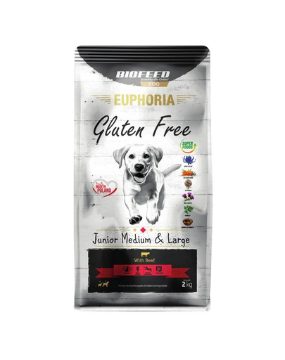BIOFEED EUPHORIA Gluten Free Hrana fara gluten pentru caini de talie medie si mare, cu vita 12 kg BIOFEED EUPHORIA Gluten Free Hrana fara gluten pentru caini de talie medie si mare, cu vita 12 kg